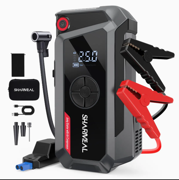 2-in-1 Portable Car Jump Starter & Tyre Compressor — 8000mAh